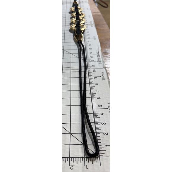 Vintage Black Gold Woven Braided Pearl Hammered Metal Concho Rope Belt Women - Picture 9 of 11